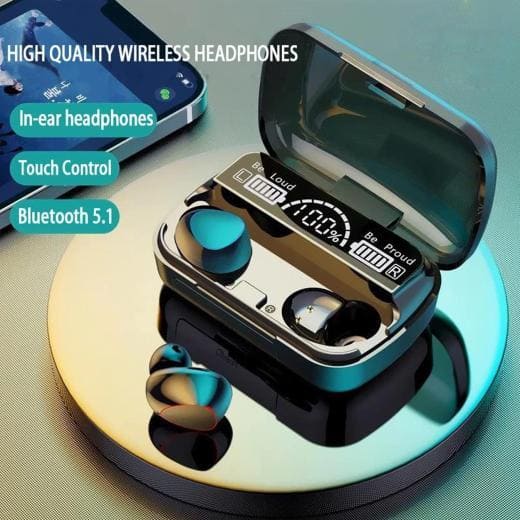 10000mAh Power bank 360 degree mobile stand, M10 wireless bluetooth earbud combo pack 3 airpods